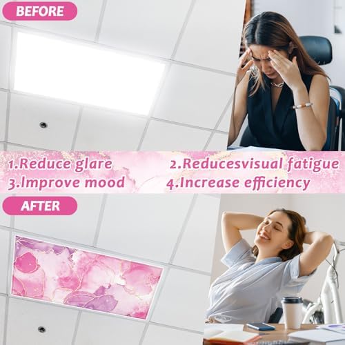 8 Pcs Fluorescent Light Covers with 80 Magnets Decorative for Classroom Ceiling Lights 4 x 2 Feet Magnetic Light Covers Filter Easy Install for Office Hospital & Home Drop Ceiling Supplies (Fluid Art) - Image 4