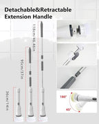 UBeesize Electric Spin Scrubber,Long Cordless Cleaning Brush,Rotatable Shower Scrubber with 8 Replaceable Heads,Adjustable Detachable Handle Bathroom Scrubber for Bathtub,Tile,Floor and Car Cleaning - Image 2