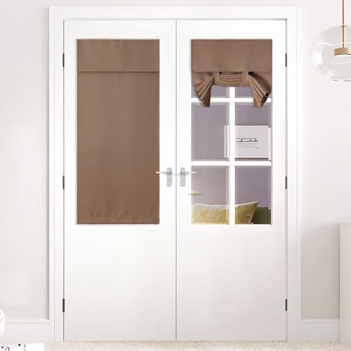 NICETOWN Cappuccino Blackout French Door Curtain for Small Half Window by NICETOWN