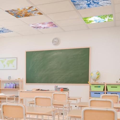 4 Pcs Fluorescent Light Covers with 40 Magnets Decorative for Classroom Ceiling Light 4 x 2 Feet Magnetic Light Covers Filter Easy Install for Office Hospitals & Home Drop Ceiling Supplies (Season) - Image 6