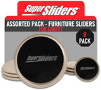 Super Sliders 8-Piece 7" and 3-1/2" Round Reusable Furniture Sliders for Carpet, Anti-Slip Protective Furniture Moving Pads for Beds, Sofas, Dressers, Beige by SUPERSLIDERS