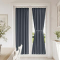 Vatge Gray Privacy French Door Curtain - Thermal Insulated Self Adhesive Blackout Door Curtains with Tieback, 1 Panel, W25 x L72, Grey by Vatge