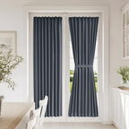 Vatge Gray Privacy French Door Curtain - Thermal Insulated Self Adhesive Blackout Door Curtains with Tieback, 1 Panel, W25 x L72, Grey by Vatge