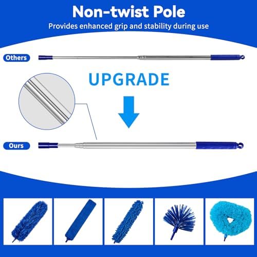 Duster with Extension Pole, 7 in 1 Cleaning Kit with Microfiber Dusters - Image 3