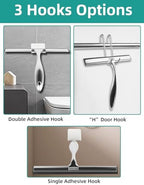 All-Purpose Stainless Steel Shower Squeegee Come with S Hook, 2 Square Sticky Hook 2 Rubber Strips Shower Squeegee for Glass Doors, Windows, Mirrors, Tiles and Car Glass -14 Inches Silver - Image 5