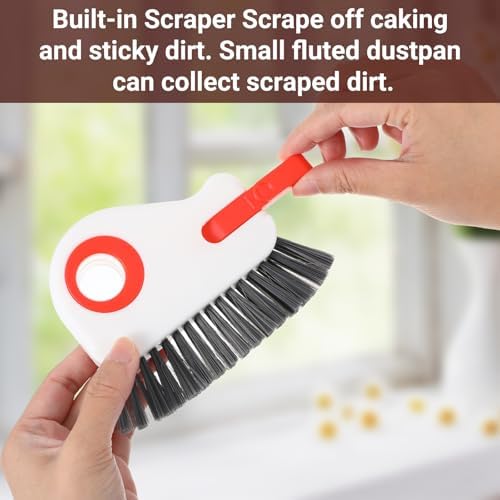 Qianyu 2 PCS Groove Cleaning Brush 2 in 1 Window Track Cleaning Tool Crevice Cleanings Brush Multifunction Hard Bristle with Hidden Scraper Grout Cleaner Grip Brushes for Slid Door Track Window Sill - Image 6