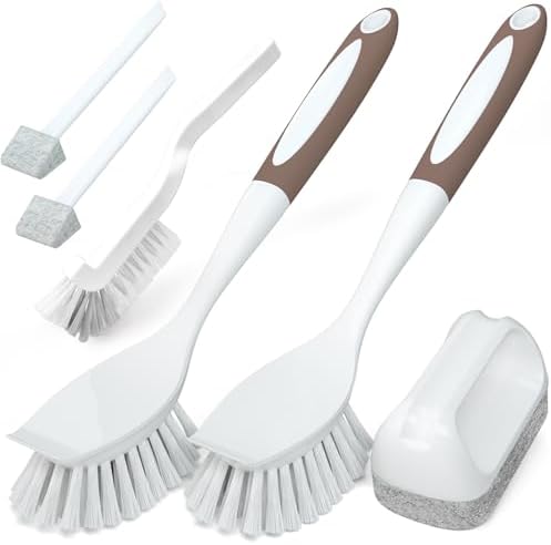 Holikme Dish Brush Cleaning Brush Set for Cleaning Groove Gap,Brown by Holikme