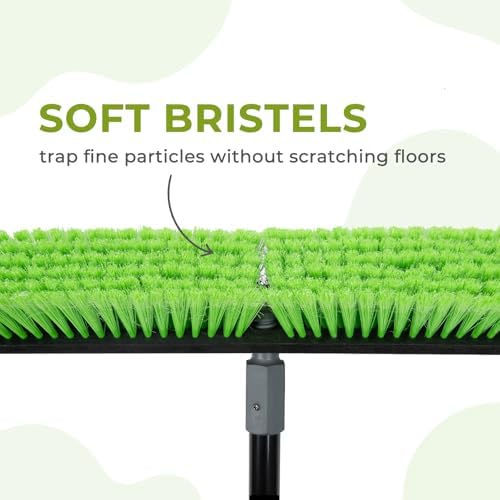 18” Indoor Shop and Garage Push Boom with Soft Bristles, Heavy Duty Brush Broom with 59” Long Handle for Commercial & Residental Floor Cleaning Sweeping - Image 2