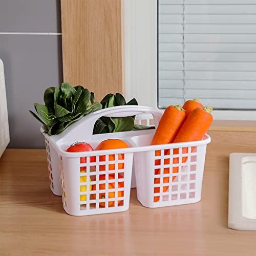 Portable Shower Caddy Basket Plastic Storage Basket with Compartments White - Image 6