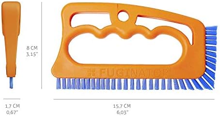 FUGINATOR® Grout Brush White/Red - Ergonomic Heavy Duty Cleaning Brush for Bathroom, Shower & Kitchen - Deep Detail Scrubber for Wall & Floor Tiles, Crevices & Tight Spaces - Made in Germany - Image 3