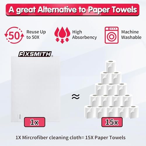 FIXSMITH White Microfiber Cleaning Cloth -Pack of 24, Highly Absorbent Cleaning Rags, 16"X12" All Purpose Cleaning Towels for Housekeeping, Kitchen, Car, Lint Free and Reusable Microfiber Towels - Image 2