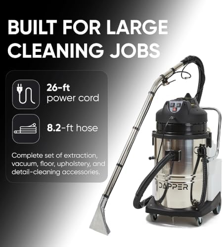 Dapper Supply Commercial 4-in-1 Wet/Dry Vacuum & Carpet Extractor, Carpet & Upholstery Cleaner, 116 PSI, 5.3 Gal. Solution Tank, 16 Gal. Recovery Tank, 2-Year Warranty - Image 3