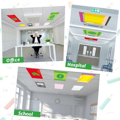 8 Pcs Fluorescent Light Covers with 80 Magnets Decorative for Classroom Ceiling Light 4 x 2 Ft Magnetic Light Cover Filter Easy Install for Office Hospitals Home Drop Ceiling Supplies (Composition) - Image 5