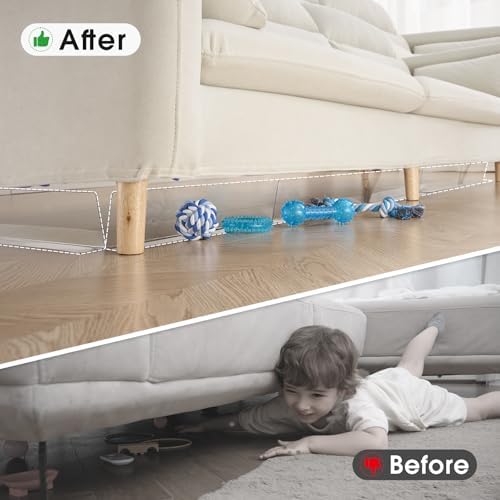 BOWERBIRD Clear Under Couch Blockers - Stop Toys from Going Under Couch Sofa Bed and Other Furniture - Suit for Hard Surface Floors Only - Image 2
