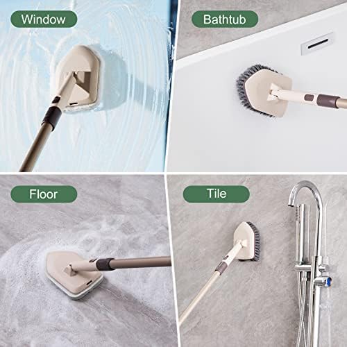 Eyliden Tub & Tile Scrubber Kit with Long Handle, 2 Different Cleaner Brush - Image 2
