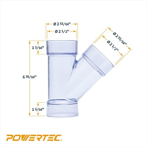 POWERTEC 2-1/2 Inch ID Y Fitting for 2 1/2 Inch OD Dust Collection Pipes, Adapters and Fittings, Dust Collection Fittings for Dust Collector Accessories, 1 pack (70303) - Image 5