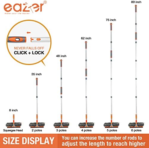 Eazer 89'' Squeegee Window Cleaner 2 in 1 Rotatable Window Cleaning Tool Kit with Extension Pole, Window Washing Equipment with Bendable Head for Indoor/Outdoor Window and Car Glass - Image 4