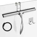 14-Inches Stainless Steel Shower Squeegee Set, Include Shower Door Hook, Adhesive Hook and Spare Silicone Blade, Window Squeegee for Shower Glass Door, Bathroom, Mirror, Window and Car Glass by SSTOOHL