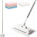 Mini Hands-Free Quick-Clamp Lazy Mop, 48" Upgrade Long Handle with 5 Cloths by INWEJIA