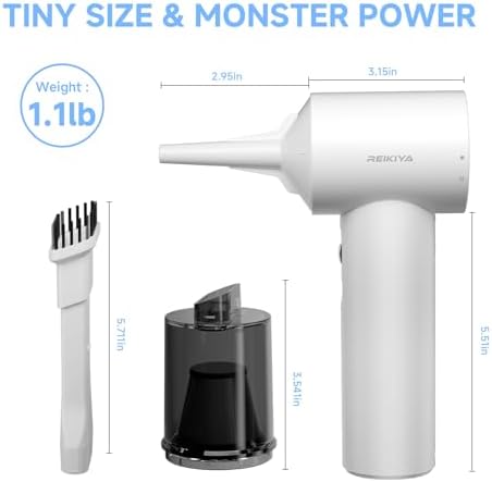 Computer Keyboard Cleaner Portable Vacuum and Compressed Air Duster White - Image 5