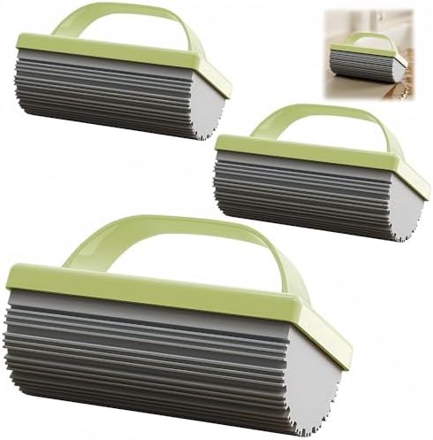 Baseboard Cleaner sponges for Cleaning, Scrub Daddy sponges with deep Grooves for Strong Adhesion, Enhanced Water Absorption, and Superior Stain Removal, Damp Duster dusting Sponge (3PCS* Green) by Unknown