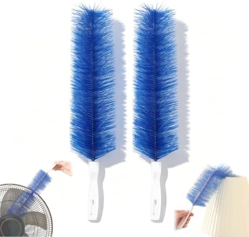 Bendable Microfiber Duster, Reusable Dust Remover, 2027 New Fan Cleaning Brush Washable ldeal for Electric Fans Air Conditioning, Home Car Vents, Curtain (Blue*2) by Unknown