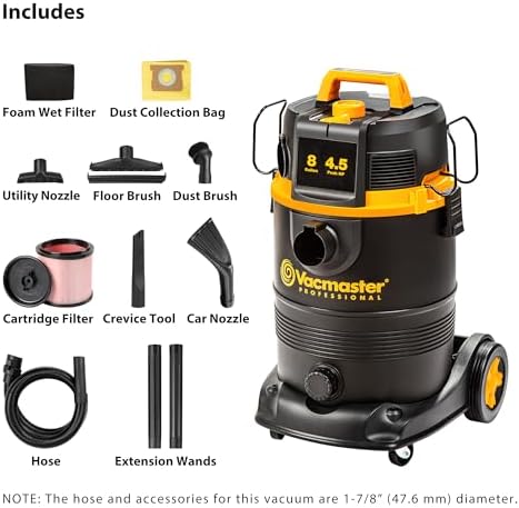 Vacmaster Professional VDK811PW 0201 8 Gal Wet/Dry Vac Self-Cleaning Filter - Image 2