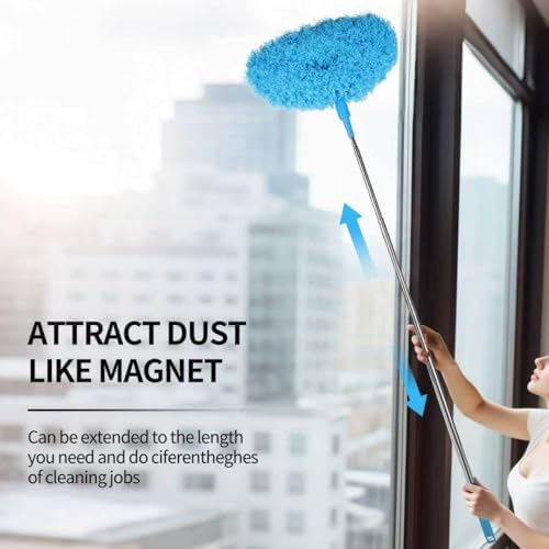Ceiling Fan Cleaner Duster Reusable Microfiber Removable Extendable Duster with 95" Telescoping Pole for Cleaning Walls Furniture Door Window Top (Blue) - Image 3