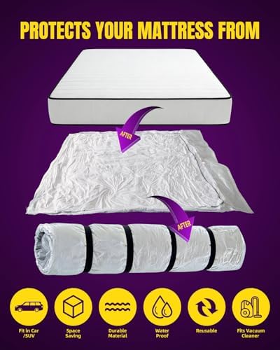 XUTAI Mattress Vacuum Bag, Vacuum Seal Storage Bag for Mattress & Clothing – Heavy Duty Reusable Mattress Storage Bag (1 Queen) - Image 3