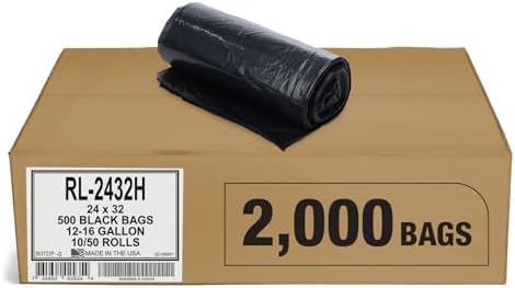 Aluf Plastics T-Tough Roll Pack Low Density Repro Blend Star Seal Coreless Rolls Bag, 12-16 Gallon 1.0 Mil, 32" Length x 24" Width, H Strength, Black (Pack of 2000) by AlufPlastics