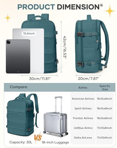 coofay Travel Backpack For Women Men Airline Approved Carry On Backpack Flight Approved Waterproof Sports Luggage Backpack Casual Daypack Small Hiking Backpack - Image 3