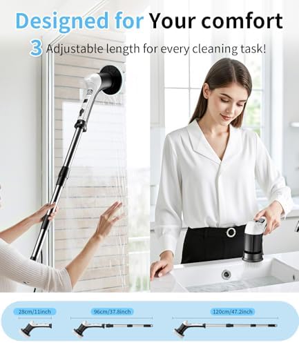 Electric Spin Scrubber, Cordless Power Shower Cleaning Brush for Bathroom - Image 4