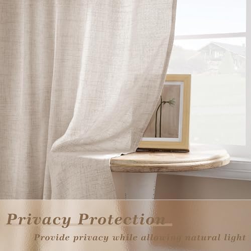 Linen 90 Inch Curtains 2 Panels with Rod Pocket Hook Belt Privacy - Image 4
