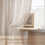 Linen Textured Curtains 63 Inch Length Semi Sheer Linen Small Drapes - Image 4