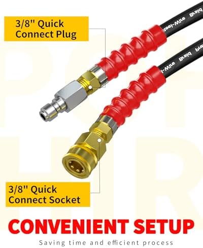 50FT Pressure Washer Hose 3/8'' ID with Swivel Quick Connect, 4500 PSI - Image 4