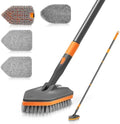 NEWE Shower Cleaner Brush, Tub Tile Scrubber with Telescopic Long Handle 56 inches, 4 Scrub Heads for Cleaning Bathroom Bathtub Floor Baseboard Sink Kitchen Toilet by NEWE