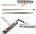 Long Handle Tile Grout Crevice Brush with Stiff Bristles, Rotatable Floor and Shower Scrub Brush for Home Bathroom and Kitchen Cleaning, Beige Hard Bristle Scrubbing Tool for Walls - Image 5