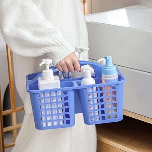 Portable Shower Caddy Basket Plastic Storage Basket with Compartments Blue - Image 5