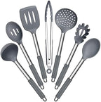 E-far Silicone Cooking Utensils Set, 7-Piece Gray Kitchen Utensils Set by E-far
