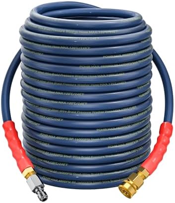 Pressure Washer Hose 100ft 4800PSI Non Marking 3/8’’ 4-Layer Structure by POHIR
