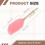 uxcell Wool Duster, 14.2" Natural Feather Cleaner Household Cleaning Duster with Solid Wooden Handle for Cleaning Fans Window Blinds Shelves Furniture, Pink - Image 2