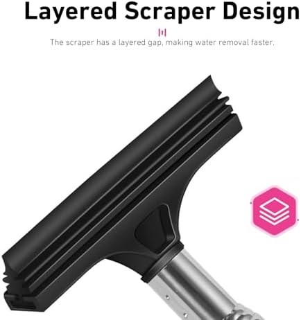CouTun Car Side Mirror Squeegee, Retractable Car Rearview Mirror Wiper, 38.6in Long Handle Auto Glass Cleaning Tool, Multi-Functional Portable Side Mirror Wiper (Black) - Image 4