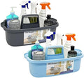 Goderewild 2 Pack Multi-Purpose Plastic Cleaning Caddy with Handle, Shower Caddy Organizer/Storage Basket/Totes Portable for Bathroom Supplies, Cleaning Products, Under Sink Tool. (blue+grey) by Goderewild