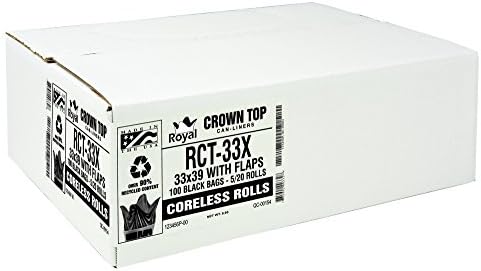 Aluf Plastics RCT-33X Star Sealed Coreless Rolls with E-Z Tie Flap Closure, 33 gal, Polyethylene, 33" x 39", Black (Pack of 100) - Image 2