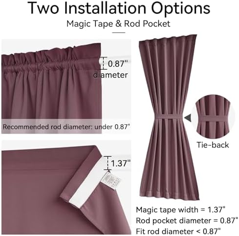 Vatge Side Door Window Covering, Sidelight Curtains for Glass Door, Kitchen Window, and French Doors, 1 Panel, W12 x L72, Nostalgia Rose - Image 2