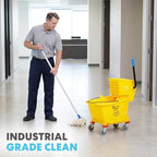 SIMPLI-Magic Side Press Wringer Commercial Mop Bucket on Wheels, 2-Pack, 26 Quart, Yellow, Polyethylene - Image 3