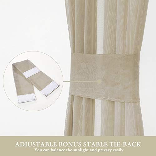 MIULEE Beige 25 x 72 Inches Sidelight French Door Sheer Curtains - Image 3