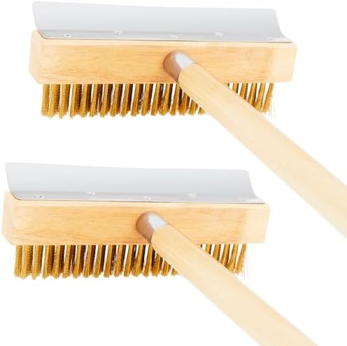 Reallnaive 2 Pack 37 Inch Wood Handle Pizza Oven Brush with Scraper by Reallnaive