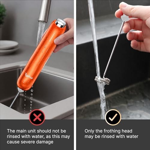InstaWhisk Milk Frother with Variable Speed, Rechargeable Coffee Frother Wand with Detachable Double Whisk, Handheld Electric Stirrer for Latte, Cappuccino, Matcha, Almond Milk, Protein, Orange - Image 5