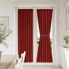Vatge Christmas Red French Door Curtains - Festive Holiday Door Decor for Door Window, 1 Panel, W25 x L72, Red by Vatge